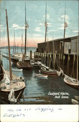 Dock Scene Eastport, ME Postcard Postcard