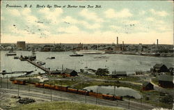 Bird's Eye View of Harbor fro Fort Hill Postcard