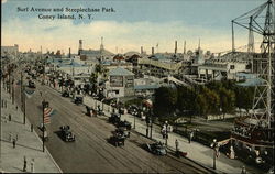 Surf Avenue and Steeplechase Park, Coney Island Postcard