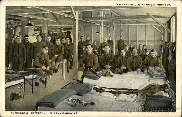 Life in the U. S. Army Cantonment - Sleeping Quarters in U. S. Army ...