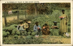 A Watermelon Feast in the Sunny South Postcard