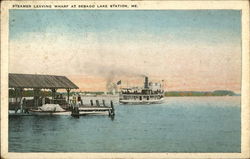 Steamer Leaving Wharf Sebago Lake, ME Postcard Postcard