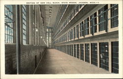 Section of New Cell Block, State Prison Jackson, MI Postcard Postcard