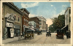 North Street showing Alhambra Theater and Masonic Temple Middletown, NY Postcard Postcard