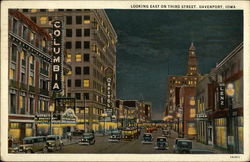 Looking East on Third Street Davenport, IA Postcard Postcard