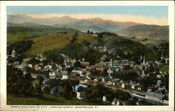 Bird's Eye View of City, Looking North Montpelier, VT Postcard Postcard