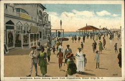 Boardwalk Scene Looking South From Hippodrome Ocean City, NJ Postcard Postcard