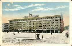 Lyon Block & Public Market Albany, NY Postcard Postcard