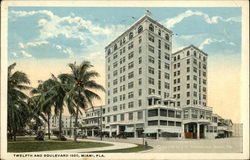 Twelfth and Boulevard 1920 Miami, FL Postcard Postcard