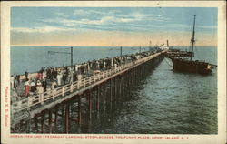 Ocean Pier and Steamboat Landing Coney Island, NY Postcard Postcard