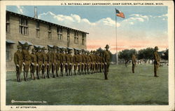 U.S. National Army Cantonment, Camp Custer - At Attention Postcard