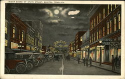 Night Scene of State Street Bristol, TN Postcard Postcard