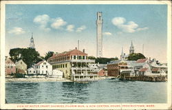 View of Water Front Showing Pilgrim Mon & New Central House Postcard