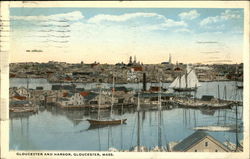 Town and Harbor Gloucester, MA Postcard Postcard