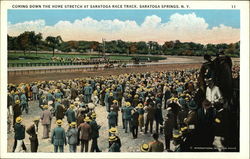 Saratoga Race Track - Coming Down the Home Stretch Saratoga Springs, NY Postcard Postcard