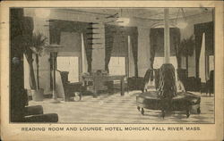 Reading Room and Lounge at Hotel Mohican Fall River, MA Postcard Postcard