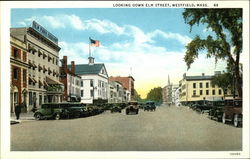 Looking Down Elm Street Westfield, MA Postcard Postcard