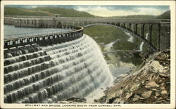 Spillway and Bridge, Looking South From Cornell Dam Postcard