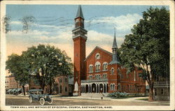 Town Hall and Methodist Episcopal Church Postcard