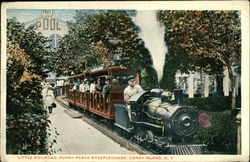 Little Railroad, Funny Place, Steeplechase - Coney Island Postcard