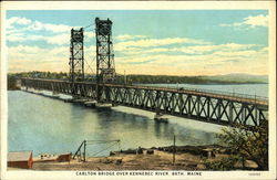 Carlton Bridge over Kennebec River Bath, ME Postcard Postcard