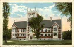 Hubbard Hall - The Library of Bowdoin College Brunswick, ME Postcard Postcard