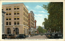 The Chenango Valley Bank and Capitol Theater Building Postcard