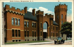 Street View of the State Armory Binghamton, NY Postcard Postcard