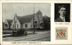 Calvary Baptist Church and Reverend Joseph C Lappeus (inset) Postcard