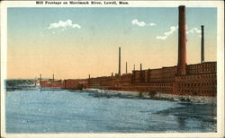 Mill Frontage on Merrimack River Lowell, MA Postcard Postcard