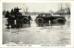 The Great Flood of 1936, Stranded on State Road Disasters Postcard Postcard