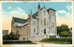 Immaculate Conception Church Lowell, MA Postcard Postcard