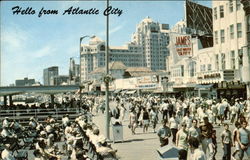 Crowds on the Boardwalk Atlantic City, NJ Postcard Postcard