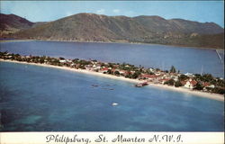 Air View of Philipsburg, Capital of St. Maarten, Netherlands West Indies Postcard