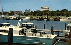 Small Yacht Harbor and Skyline Postcard