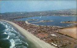 Aerial View of Beach MIssion Beach, CA Postcard Postcard