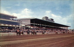 View of Grandstand and Home Stretch at Suffolk Downs Postcard