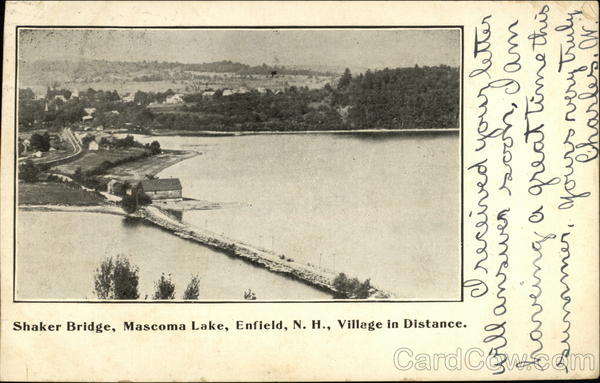 Shaker Bridge, Mascoma Lake, Village In Distance Enfield, NH