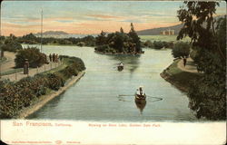 Rowing on Stow Lake, Golden Gate Park San Francisco, CA Postcard Postcard