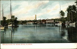 Reflections on Miami River, Florida Postcard