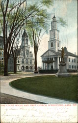 The Court House and First Church Springfield, MA Postcard Postcard