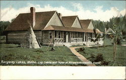 Log Cabin and Tepee at Mooselookmeguntic House Rangeley, ME Postcard Postcard