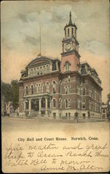 City Hall and Court House Norwich, CT Postcard Postcard