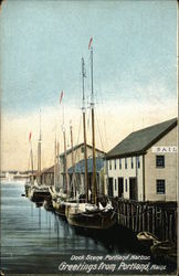 Dock Scene Portland Harbor, Greetings from Portland, Maine Postcard Postcard