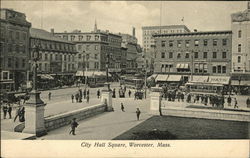 City Hall Square Worcester, MA Postcard Postcard