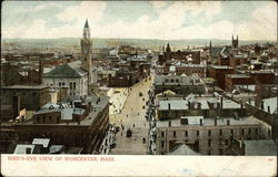 Bird's Eye View of Worcester Massachusetts Postcard Postcard