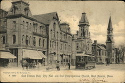 Odd Fellows Hall, City Hall and 2nd Congregational Church Postcard