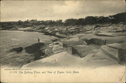 The Bathing Place and view of Pigeon Cove Massachusetts Postcard Postcard