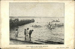 The Public Bathing Beach, EAst French Avenue New Bedford, MA Postcard Postcard