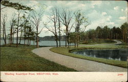 Winding Road, Spot Pond Medford, MA Postcard Postcard